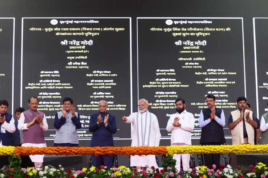 PM launches, dedicates to the nation and lays the foundation stone of various projects at Mumbai, in Maharashtra.